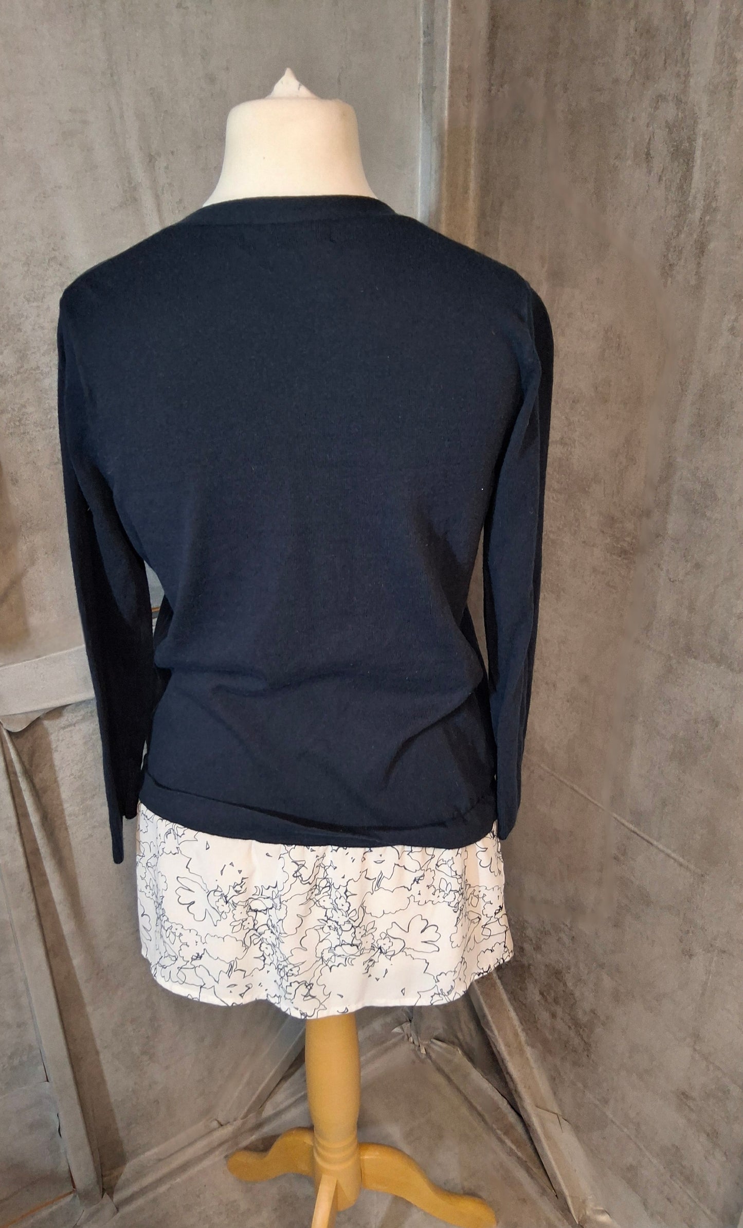Next Navy & White 2-in-1 Top with Cardigan – Size 10 – Cotton Blend
