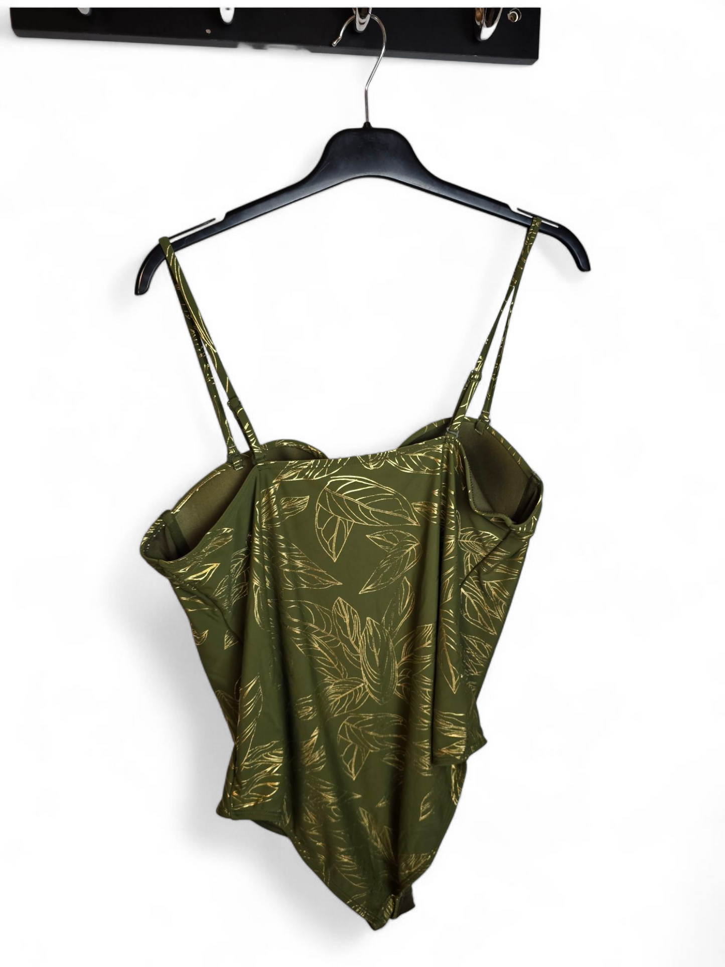 Primark Khaki & Gold Leaf Print Swimsuit | Padded Chest | Adjustable & Removable Straps | Size 18/20 | BNWT