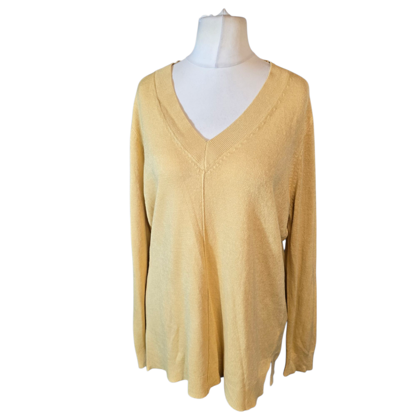 Matalan Pale Yellow V-Neck Jumper – Size 20