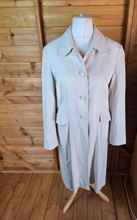 Per Una Cream 100% Linen Midi Jacket – Size 14