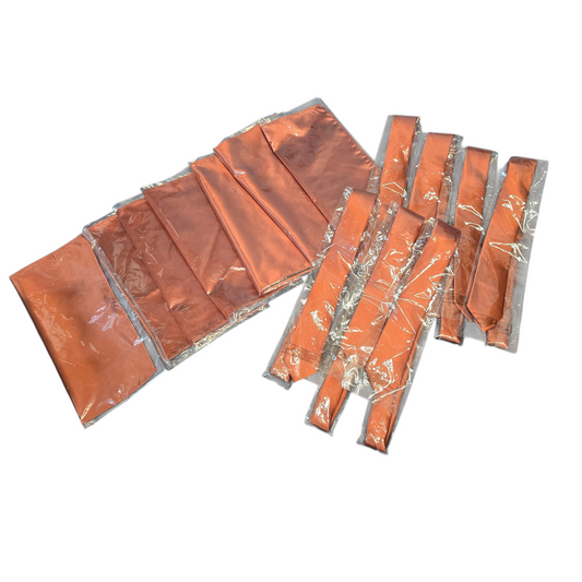 Burnt Orange Wedding Bundle – 7 pocket squares & 7 Ties – BNWT
