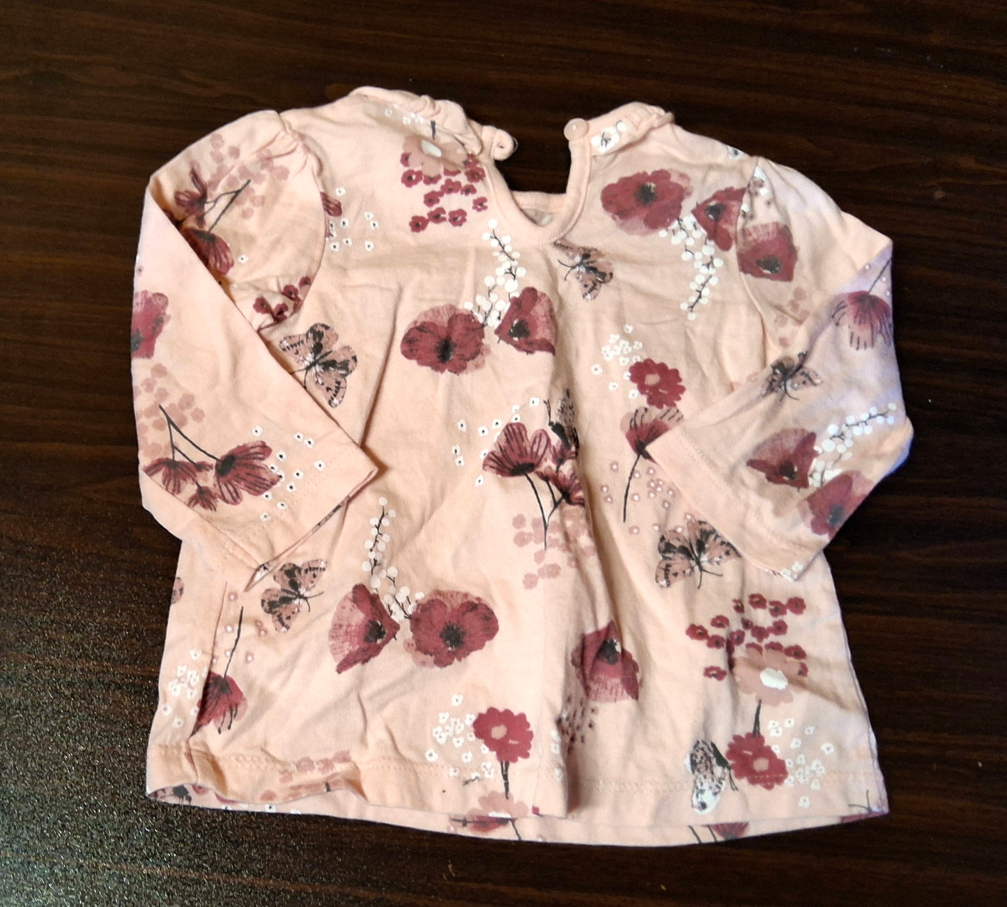 George Pink Floral Long Sleeve T-Shirt – Girls 3–6 Months – 100% Cotton