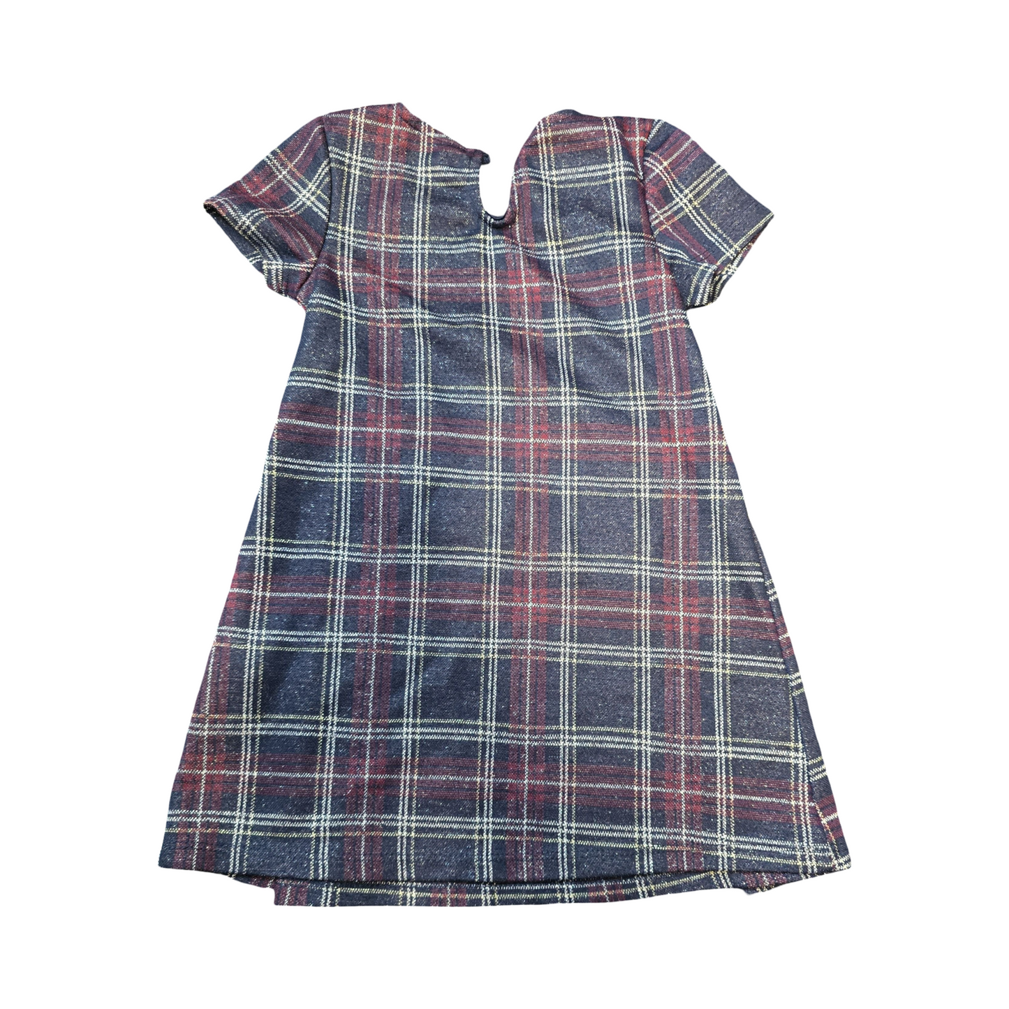 Primark Girls Black & Burgundy Glitter Checked Dress – Age 2–3 Years – Polyester