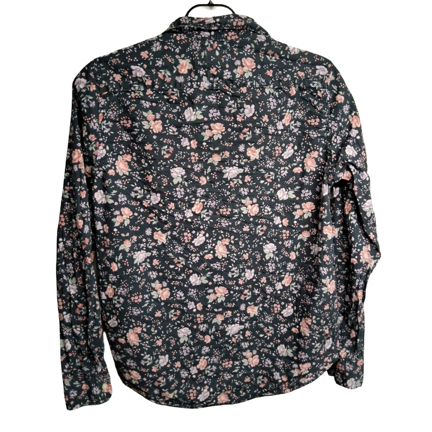 Gap Navy Floral "The Fitted Boyfriend" Long Sleeve Shirt – Size S (UK size 8/10) – 100% Cotton