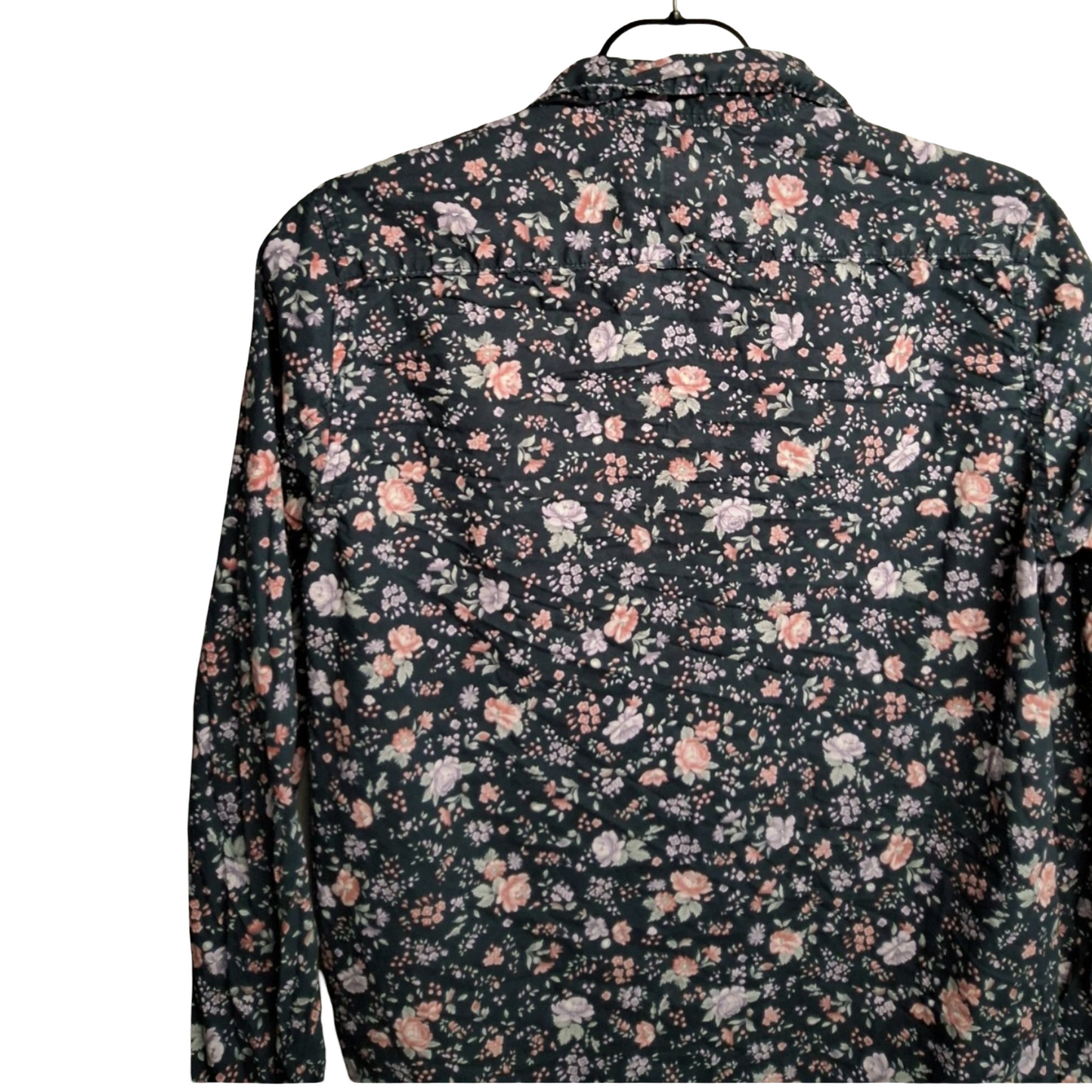 Gap Navy Floral "The Fitted Boyfriend" Long Sleeve Shirt – Size S (UK size 8/10) – 100% Cotton