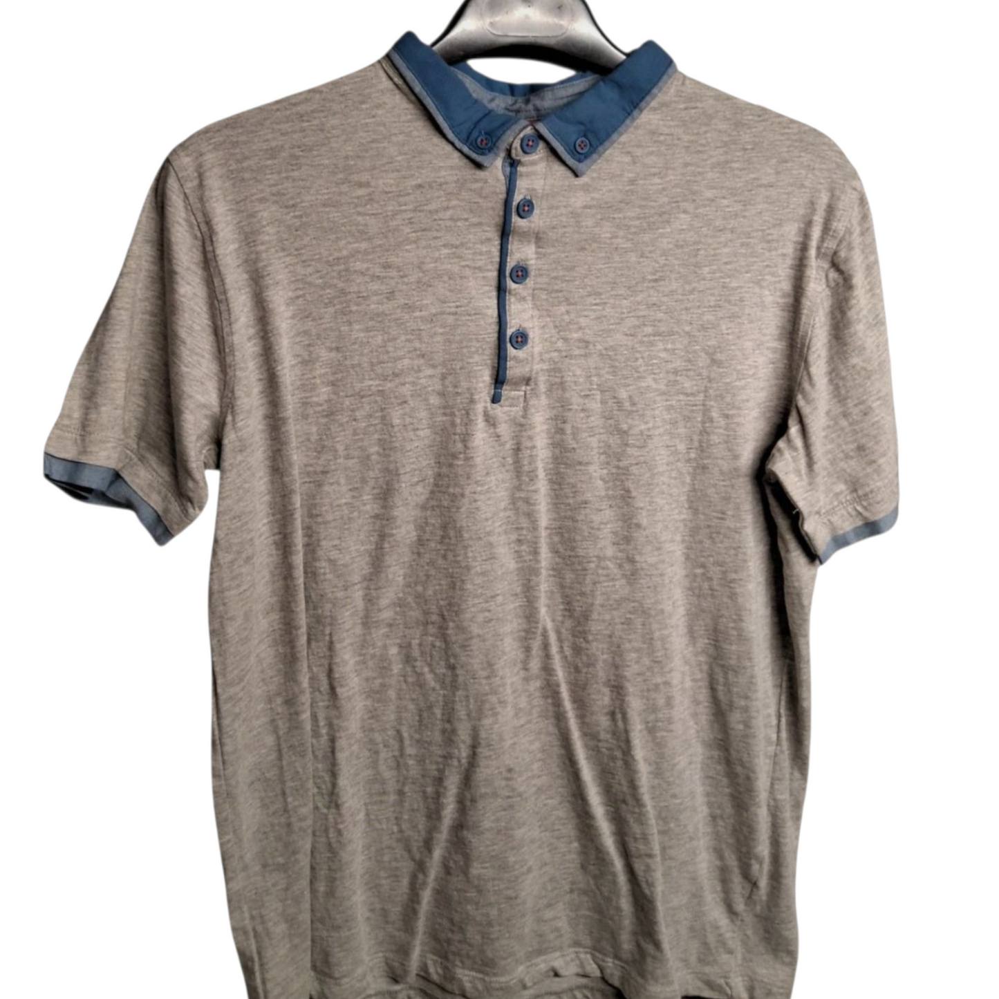 BHS Boys Grey & Blue Polo Shirt – Age 14-15 Years – 100% Cotton