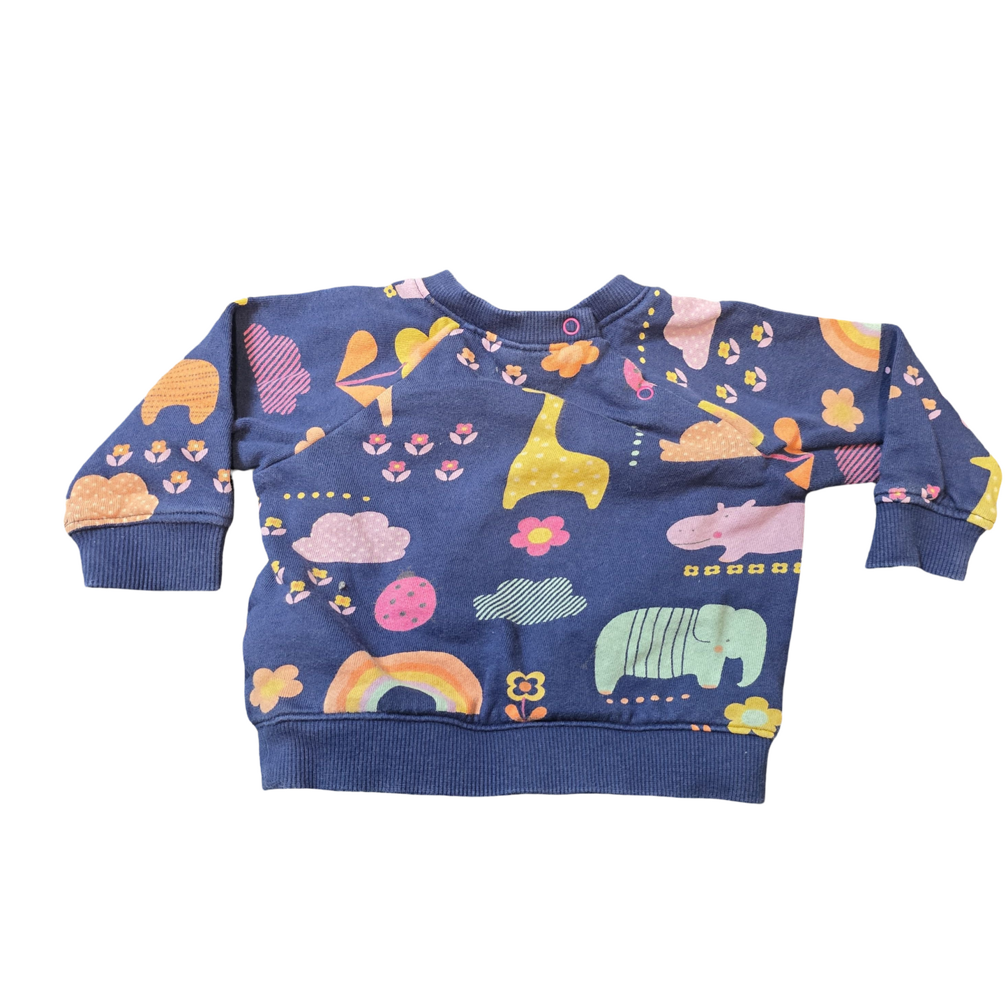 Next Girls Navy Animal Print Jumper – 3–6 Months – 100% Cotton