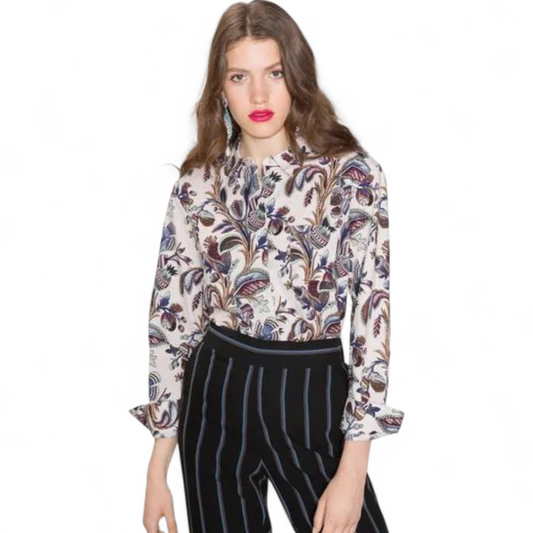 & Other Stories Beige Floral Print Shirt – Multicolour Pattern – Size 10 (EUR 38)