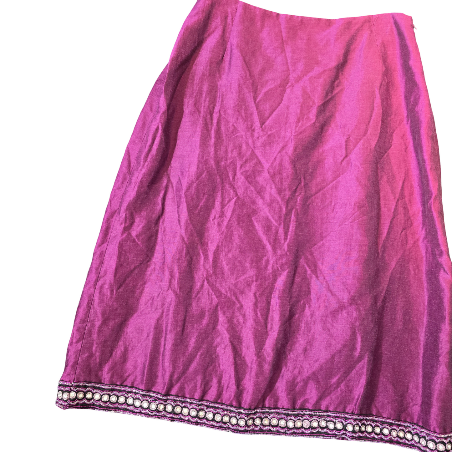 Betty Barclay Deep Purple Vintage Midi Skirt with Beaded Hem – Size 10