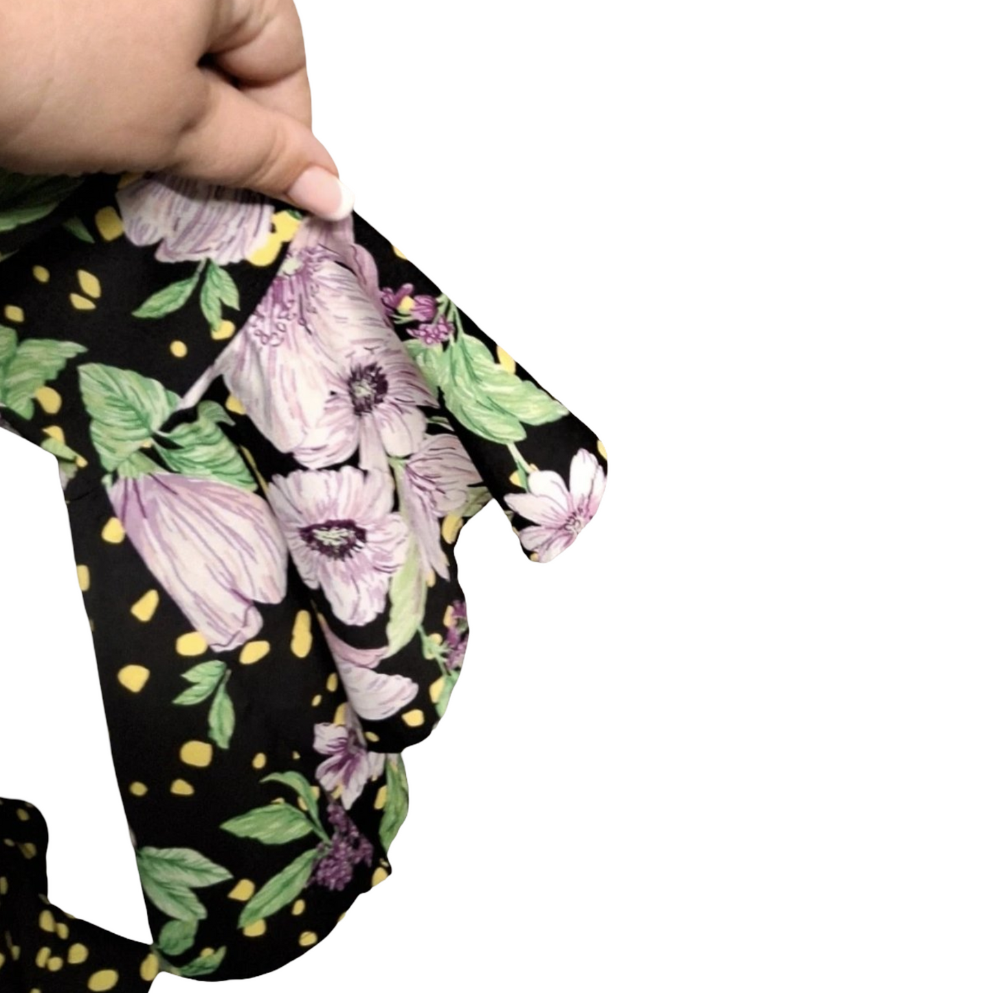 Simply Be Size 22 Wrap Peplum Top – Floral & Polka Dot Print with Flared Sleeves – Statement Style