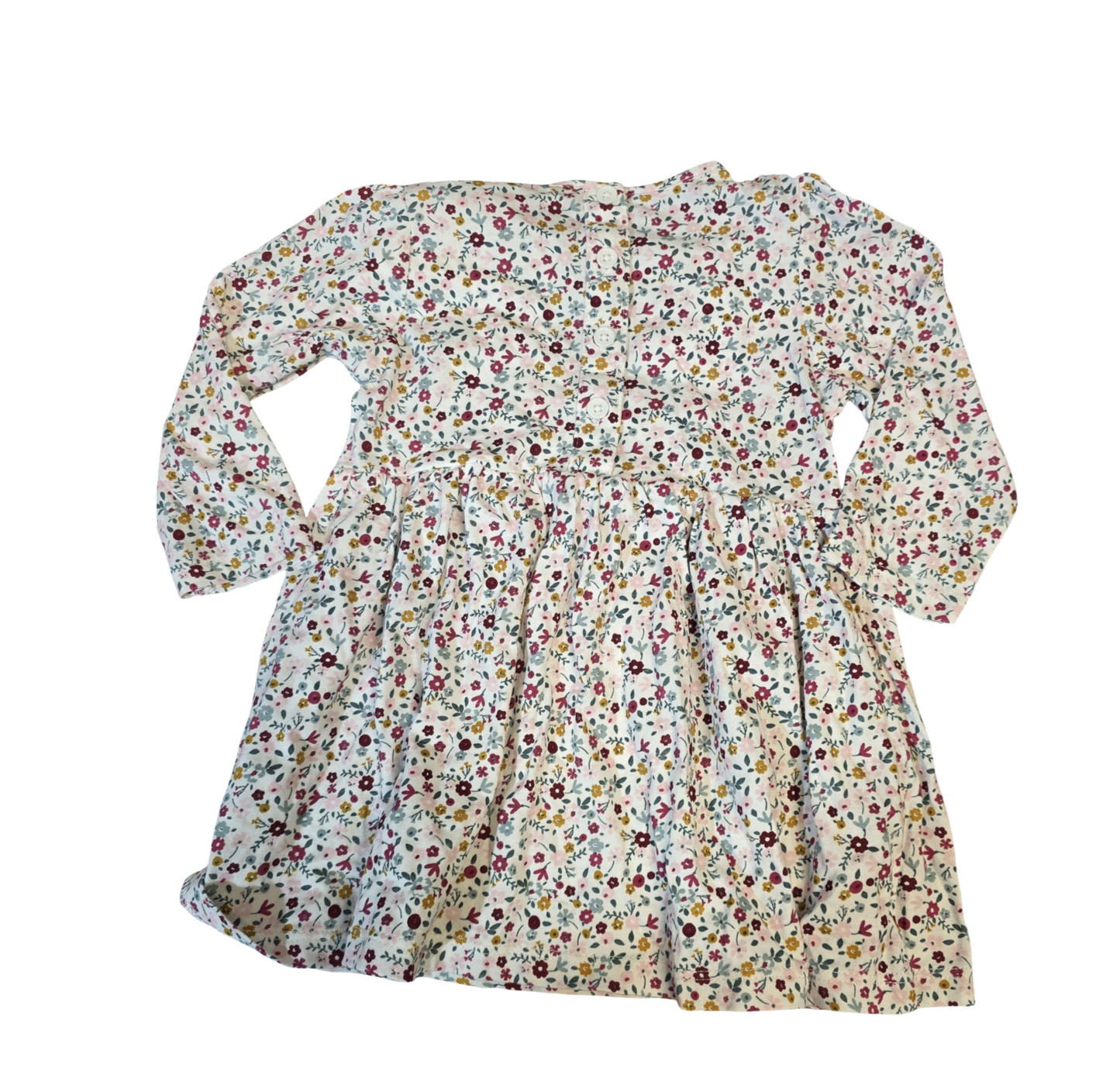 Matalan White Floral Long Sleeve Dress – Girls 6–9 Months – 100% Cotton