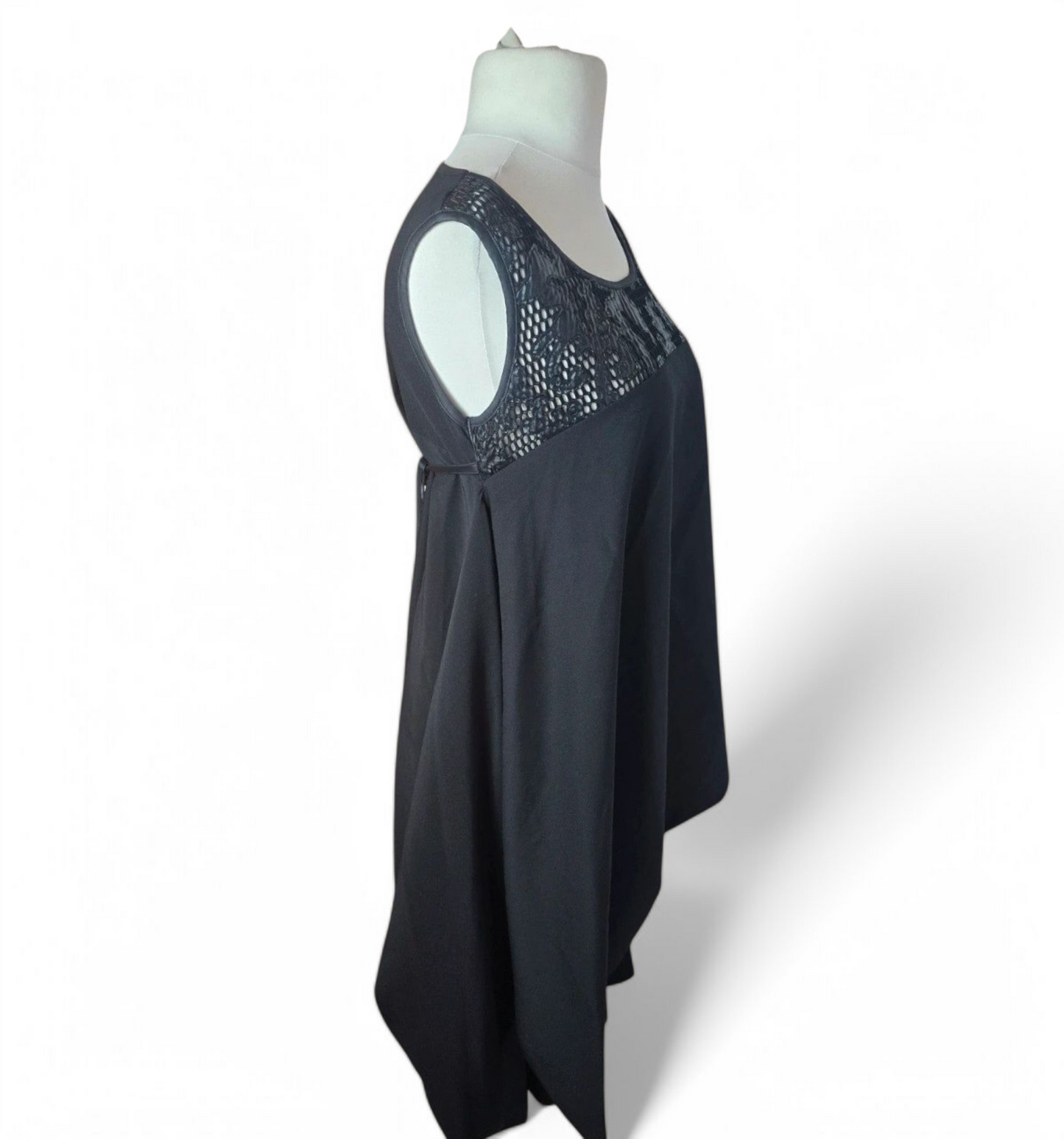 Manuela black sleeveless layered asymmetrical midi dress one size