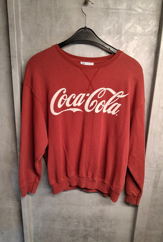 Zara Burgundy Coca-Cola Oversized Sweatshirt – Size S (Fits 8–12)

