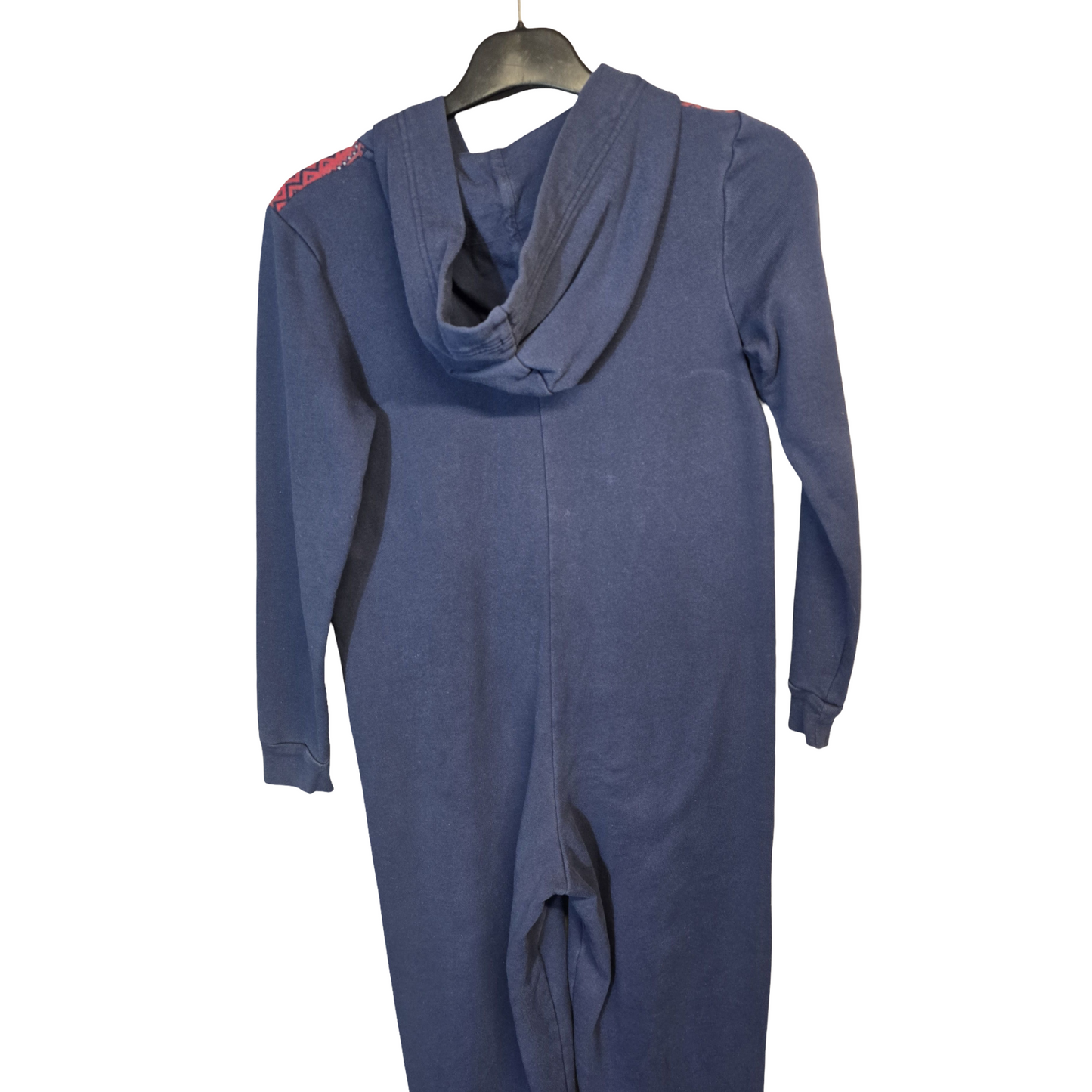 M&S Navy & Red Christmas Onesie – Kids 9–10 Years – Hooded Zip-Up