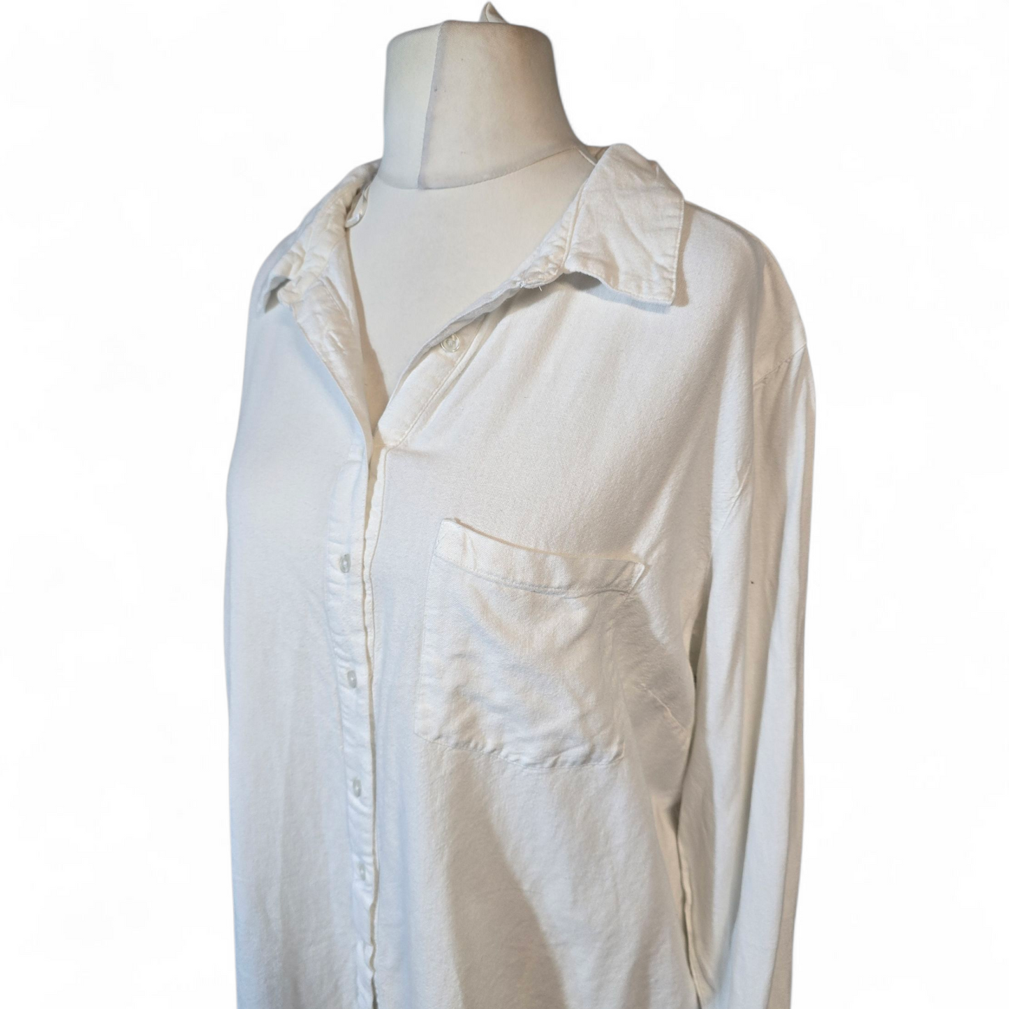 Bonmarché White Linen-Blend Shirt – Size 18 – Button Front with Chest Pocket