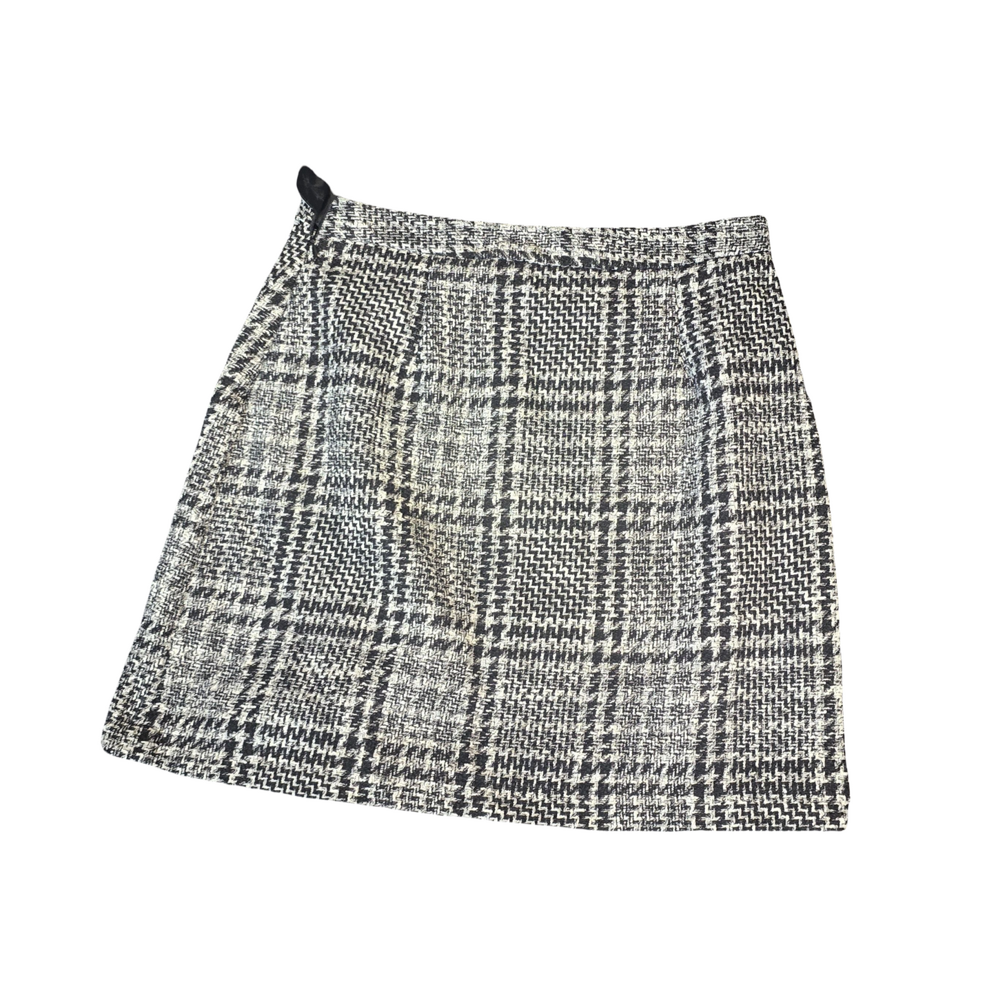 F&F Black & White Checked Mini Skirt – Size 12 – Button Front & Zip Side