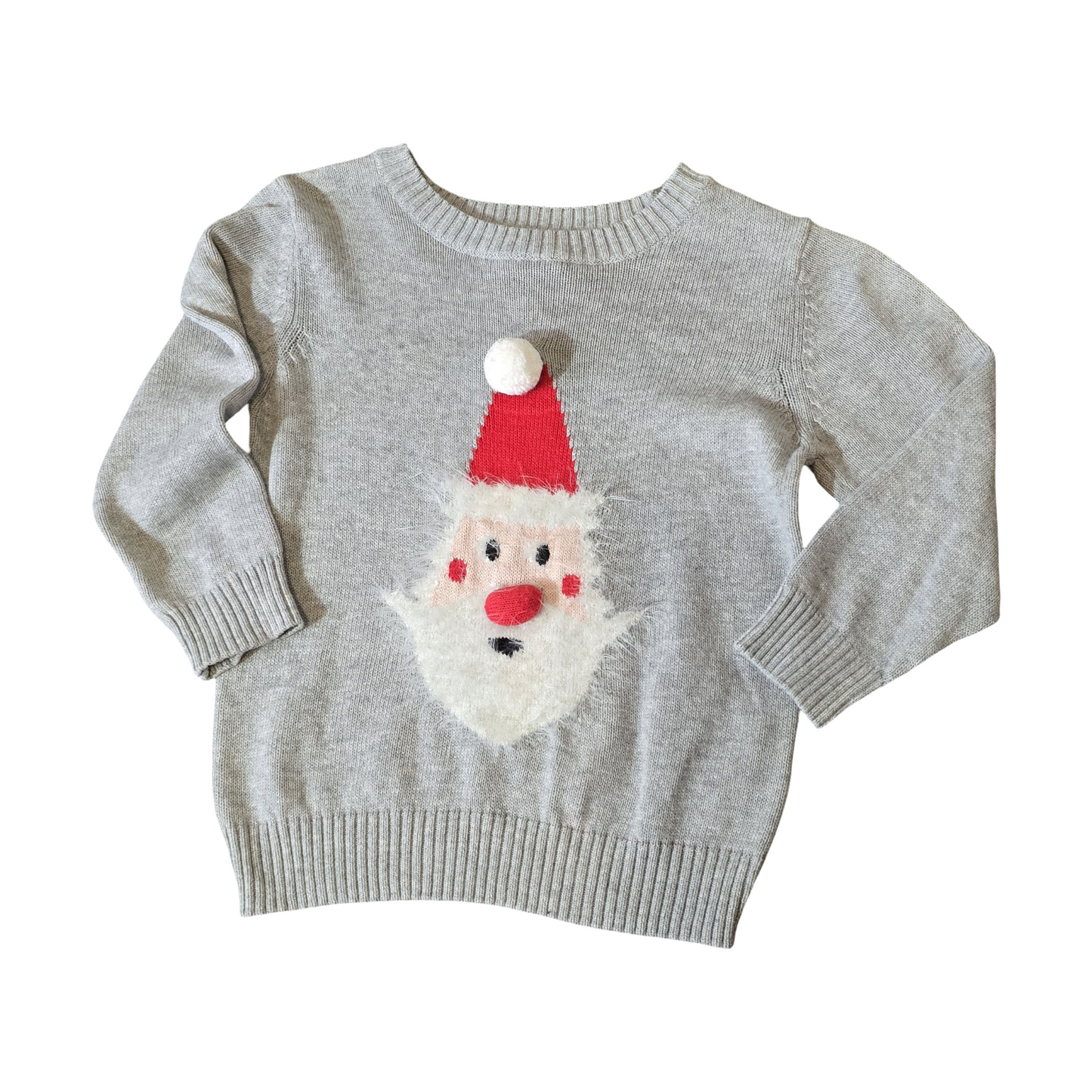 M&S Grey Santa Jumper – 18–24 Months – 100% Cotton