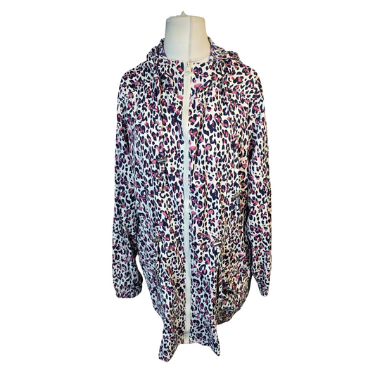 Matalan Pink, Navy & White Animal Print Lightweight Rain Coat – Size 18