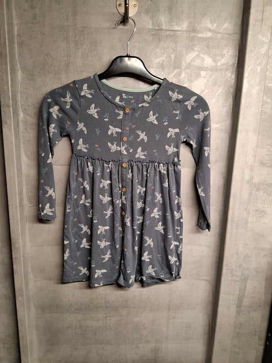 Tu Girls Navy Bird Print Dress – Age 4-5 Years – 100% Cotton