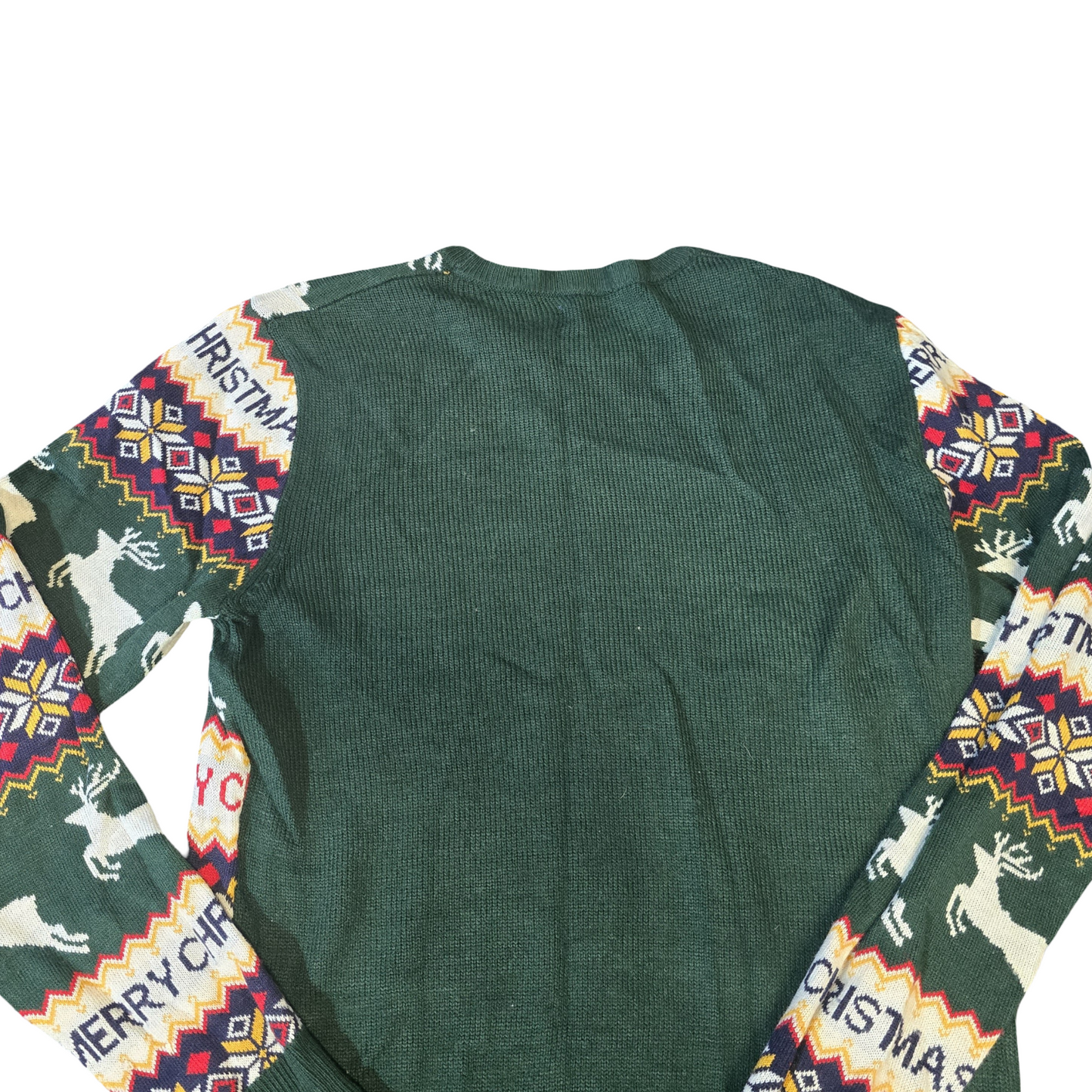 Matalan Green Knitted Xmas Jumper – Men’s Small – Festive Reindeer Print