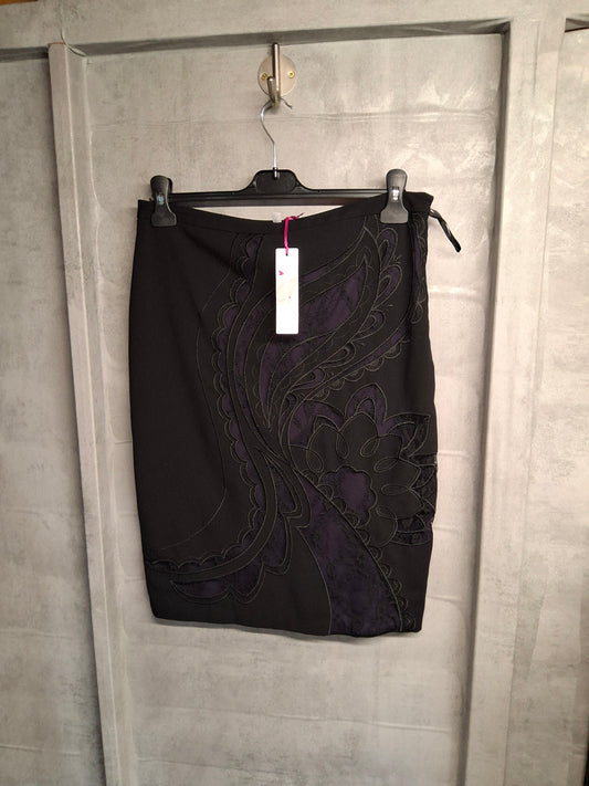 Per Una Black & Purple Lace A-Line Skirt – Size 12 – NWT RRP £45