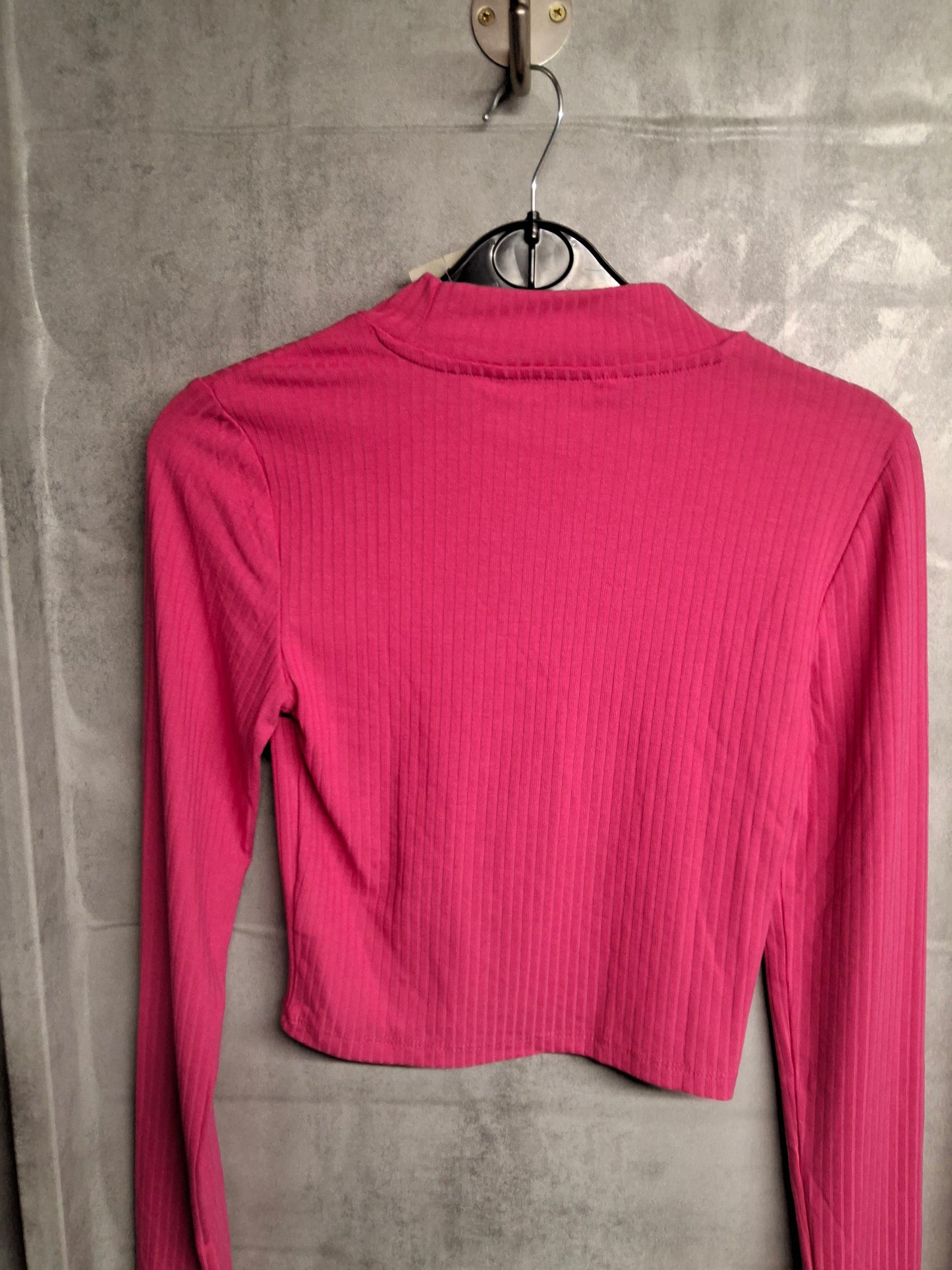 Primark Pink Ribbed High Neck Crop Top – Size XS (UK size 6/8) – NWT