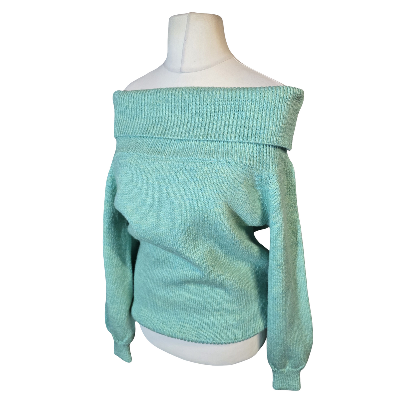 Tu Light Green Off-the-Shoulder Knitted Jumper – Size 10