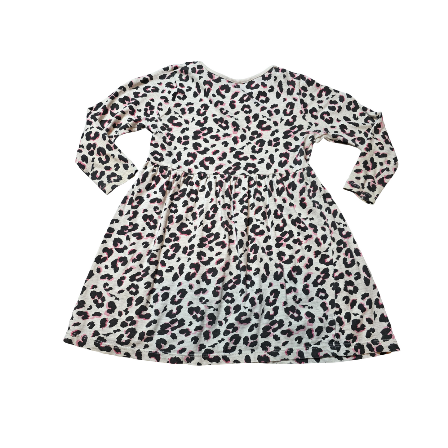 Matalan Grey, Black & Pink Animal Print Dress – Girls 4 Years – 100% Cotton