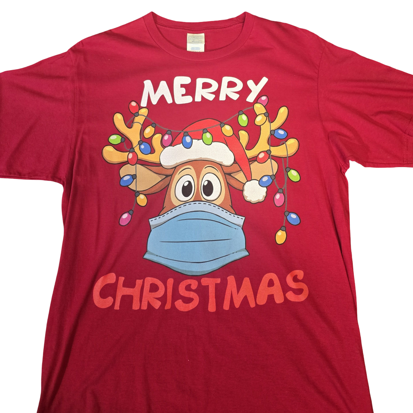 Port & Company Red Christmas T-Shirt – Men’s L – Short Sleeve 100% Cotton Festive Tee