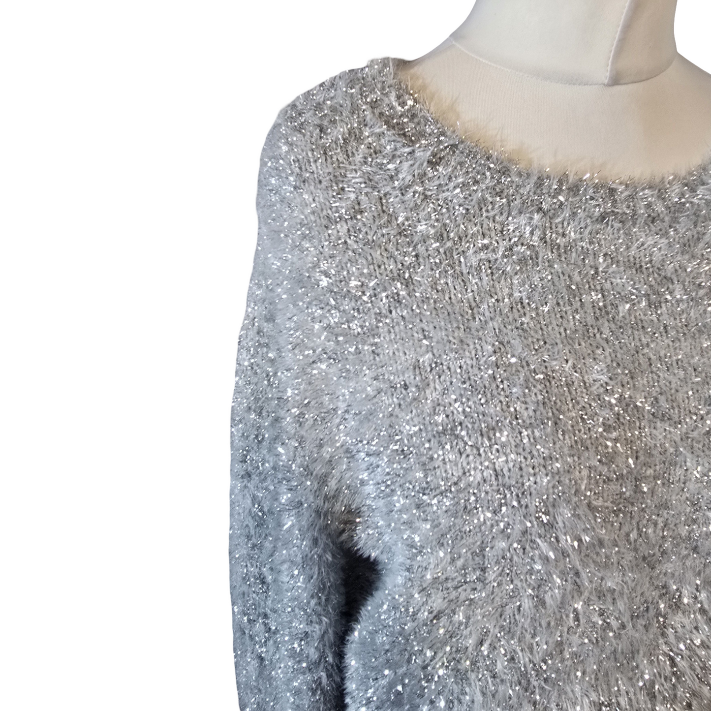 George Silver Fluffy Jumper – Size 10 – Soft, Sparkly & Cosy