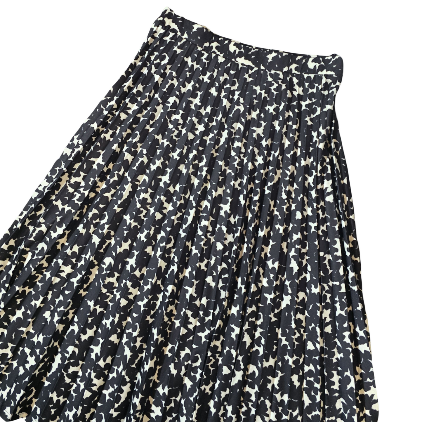 M&S Monochrome Pleated Midi Skirt – Size 10