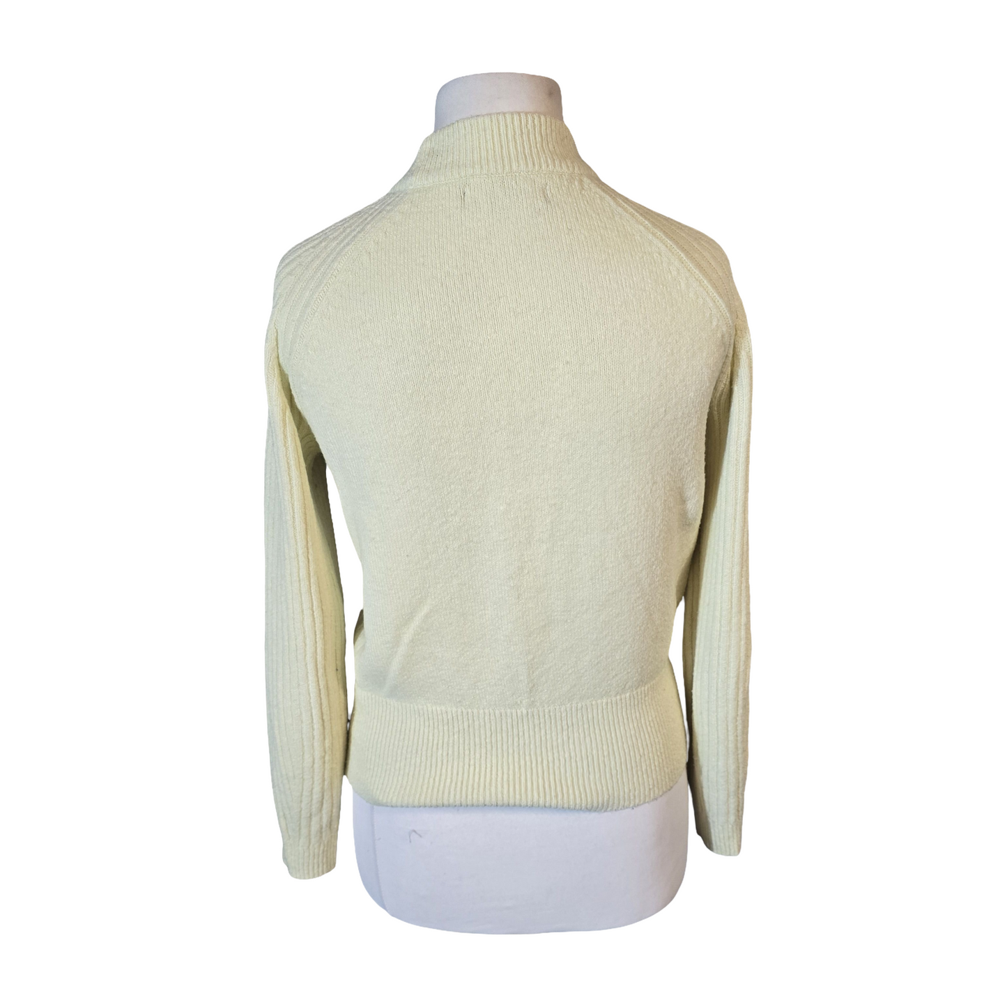M&S Pale Yellow Ribbed High Neck Jumper – Knit Pullover – Size XS (6/8)