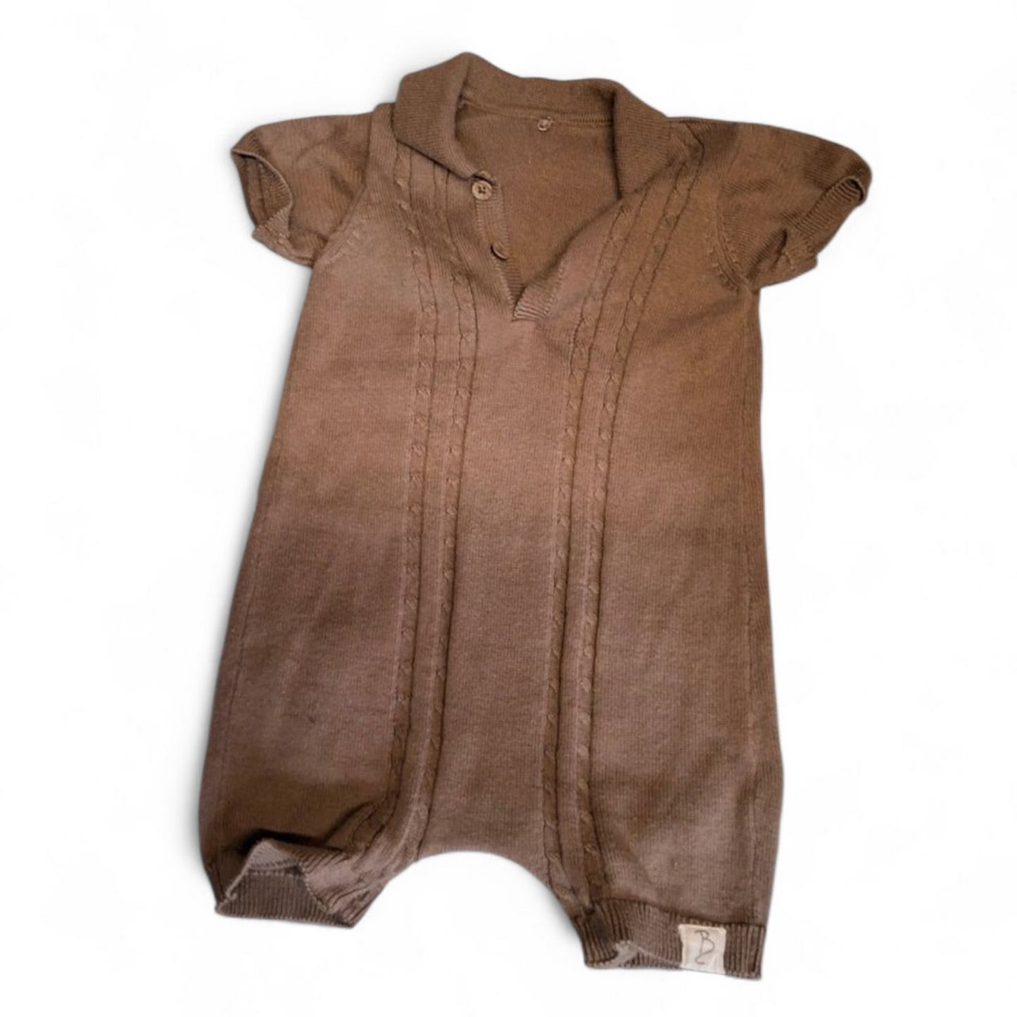 2 x Baby Boys Knitted Rompers – George Brown & Dandelion Blue – 6–9 Months