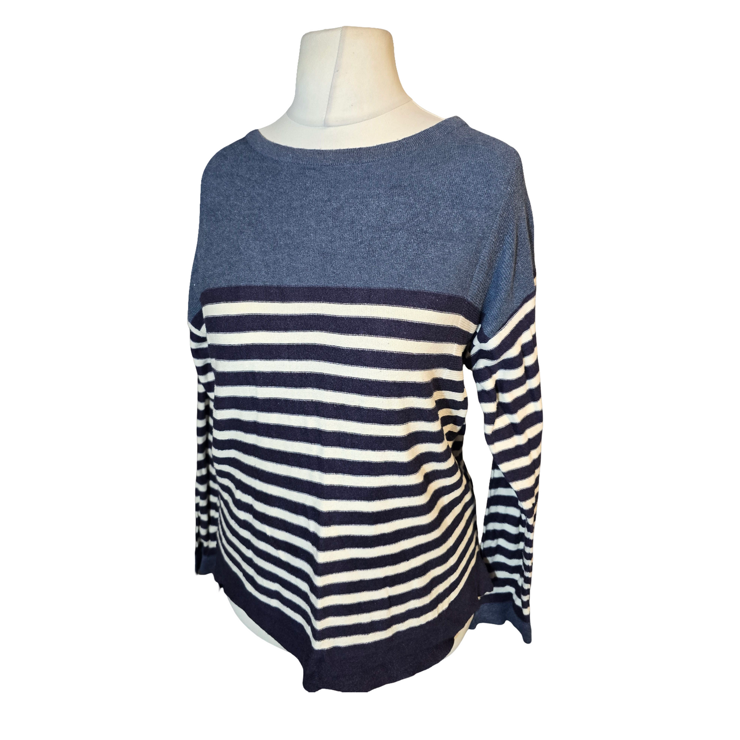 White Stuff Navy & White Striped Lightweight Jumper – Size 8