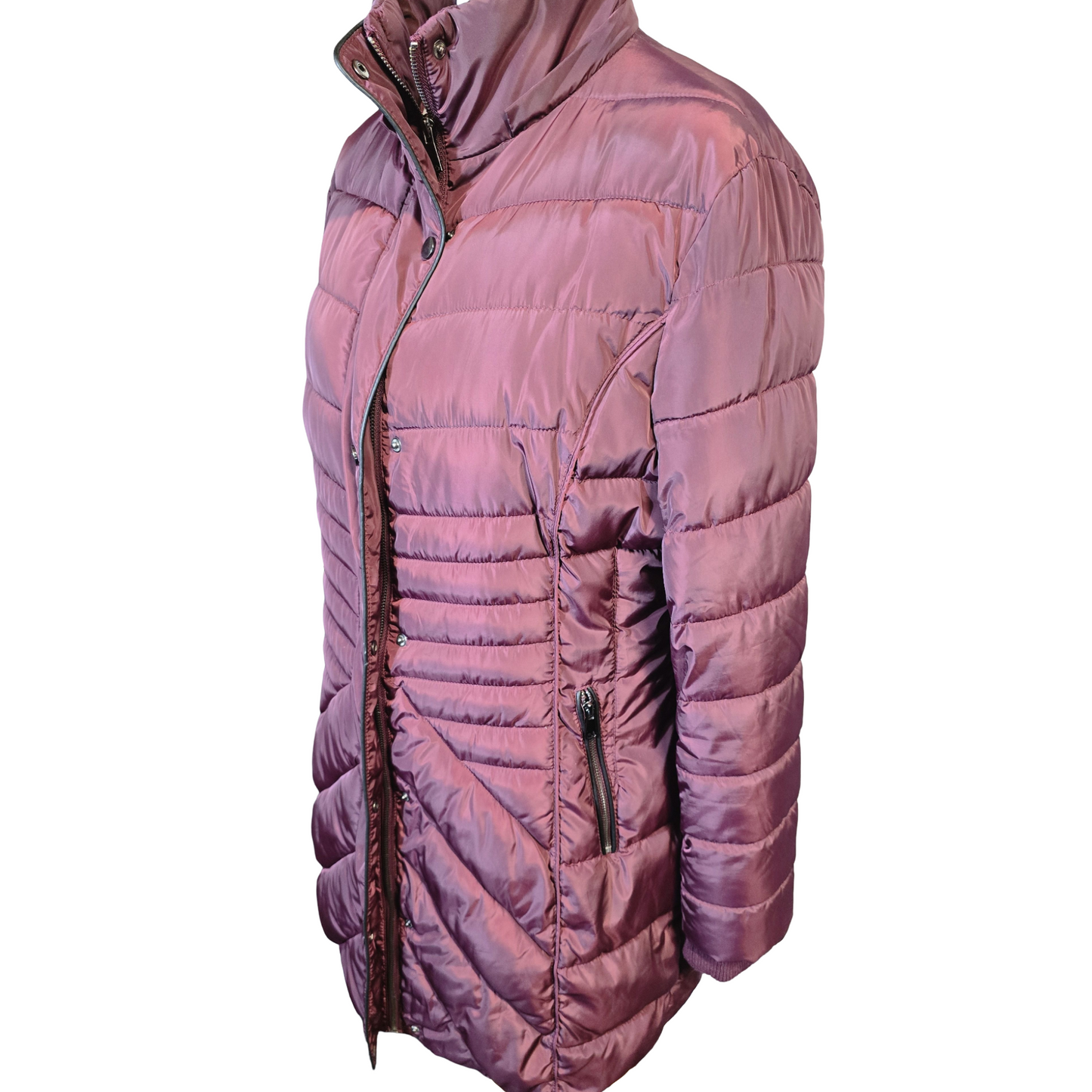 Klass Purple Quilted Puffer Midi Coat – Size M (12/14) – Warm Winter Jacket