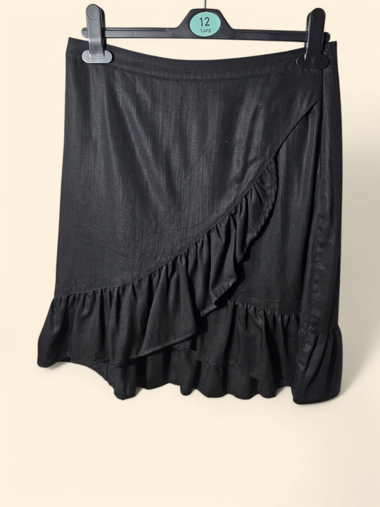 Next black frilly knee length skirt size 8