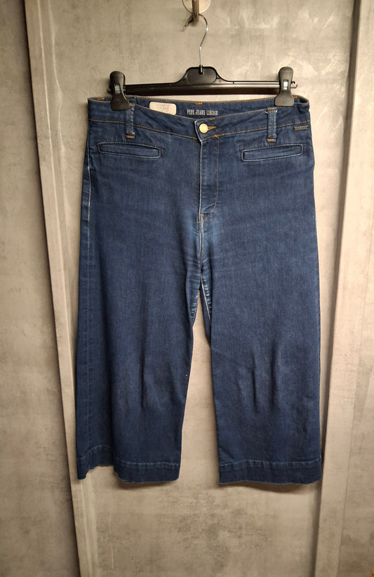 Pepe Jeans High Waist Cropped Flare – Size 31W (UK size 12/14) – Blue Denim – Smart-Casual Essential