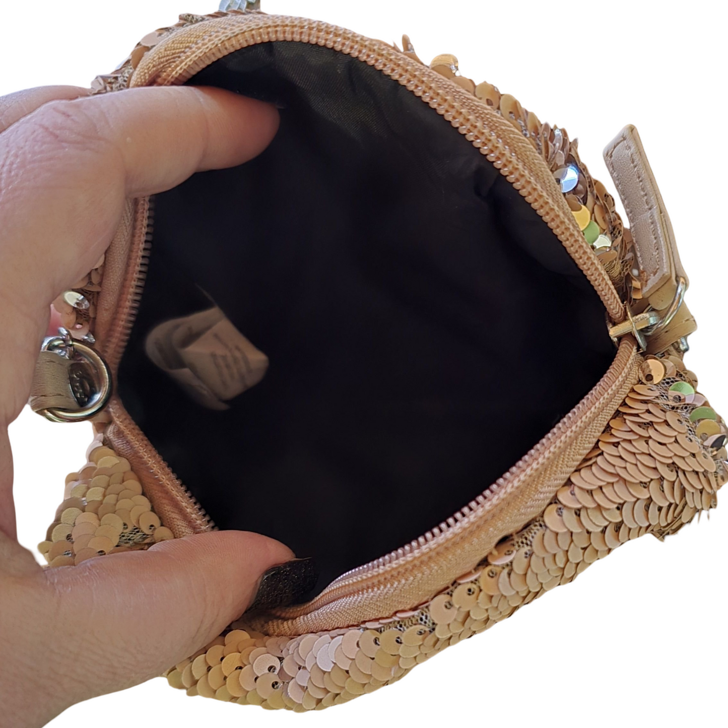 Primark Girls Rose Gold Sequin Bag – Detachable Chain Strap