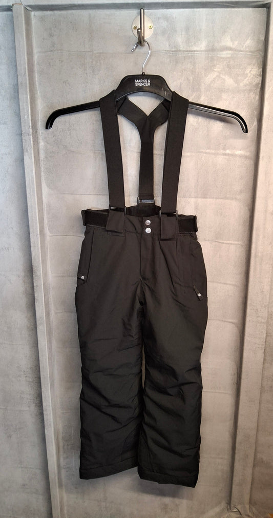 Dare2b Kids Black Waterproof Ski Trousers – 7-8 Years – Removable Suspenders – Unisex