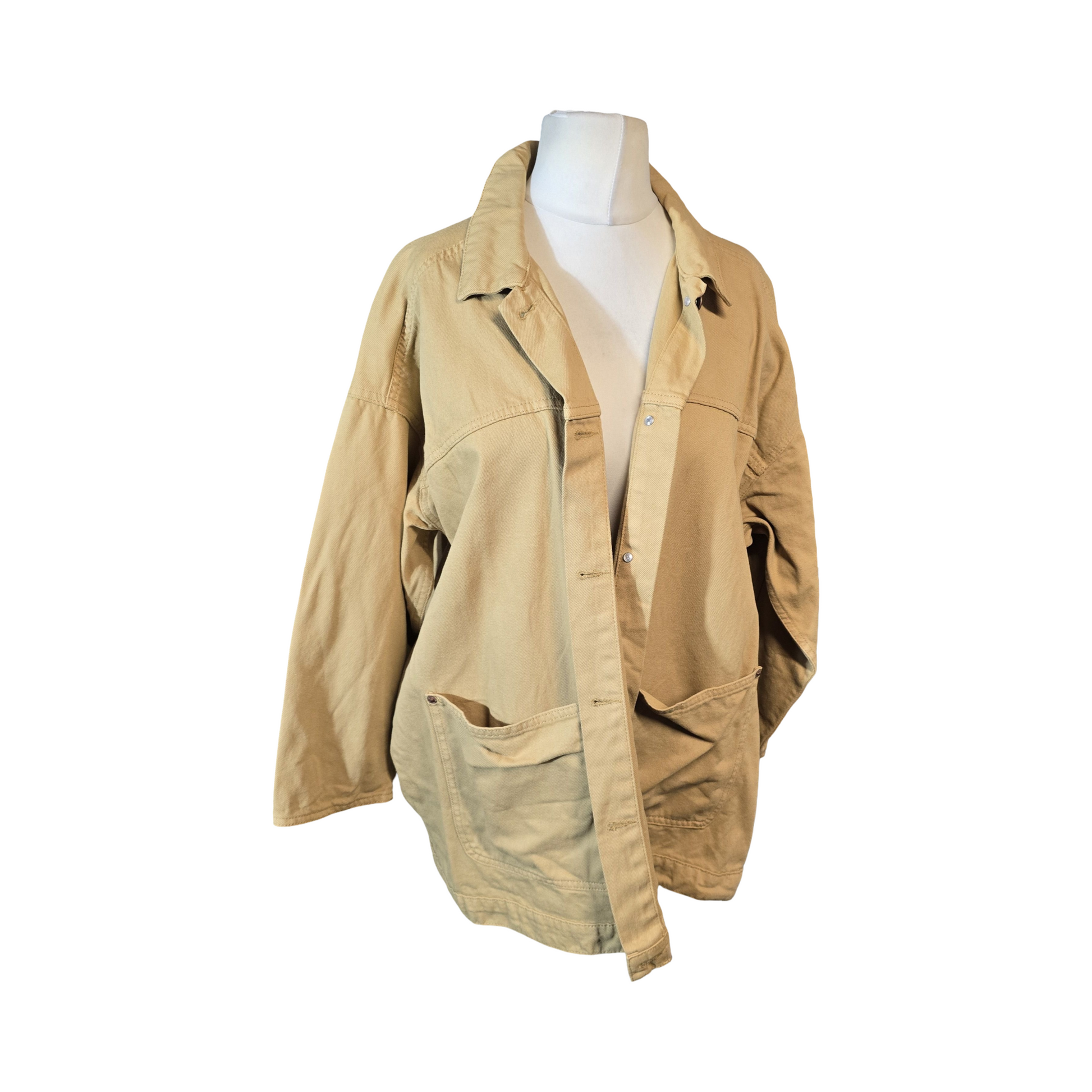 Monki Beige Oversized Cotton Jacket – Size M – Relaxed Fit