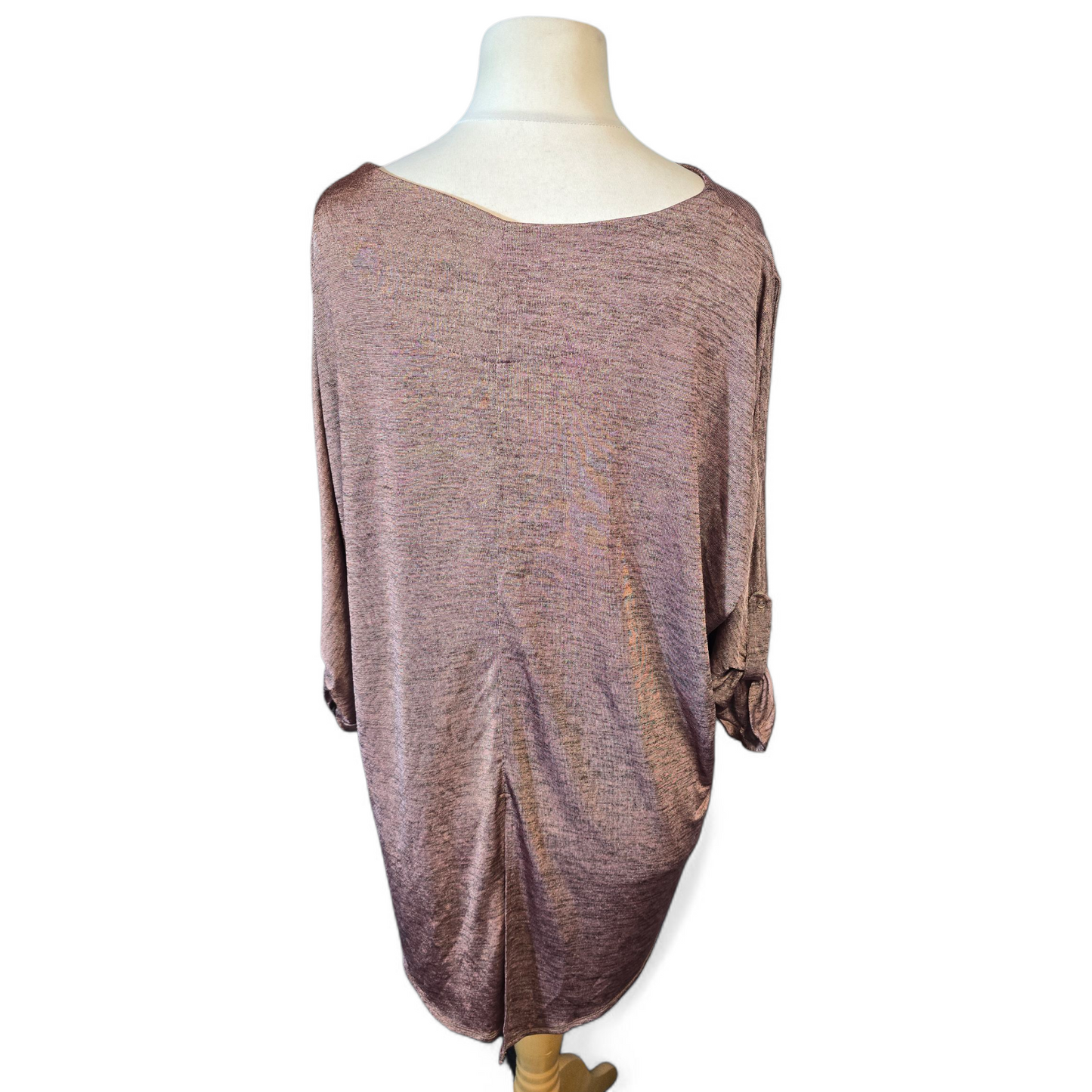 George Dusky Pink Glitter Longline Top – Oversized Fit – Size 14