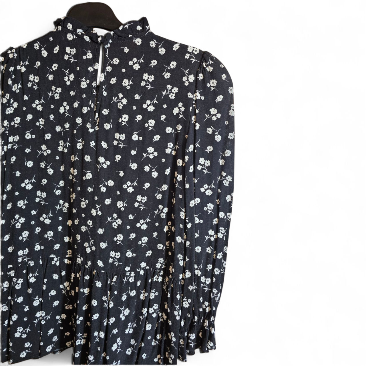 Nobody's Child black white floral long sleeved peplum top size 10