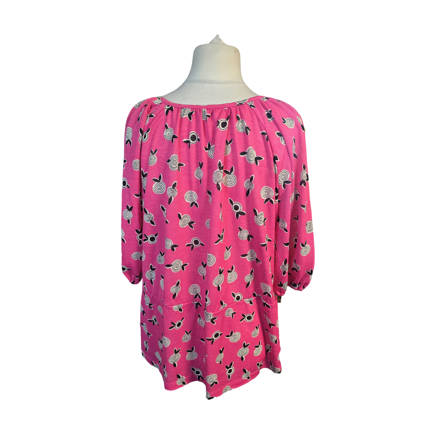 Celia Birtwell For Next Blouse Pink Size 18 3/4 Sleeve Bold Print Causal