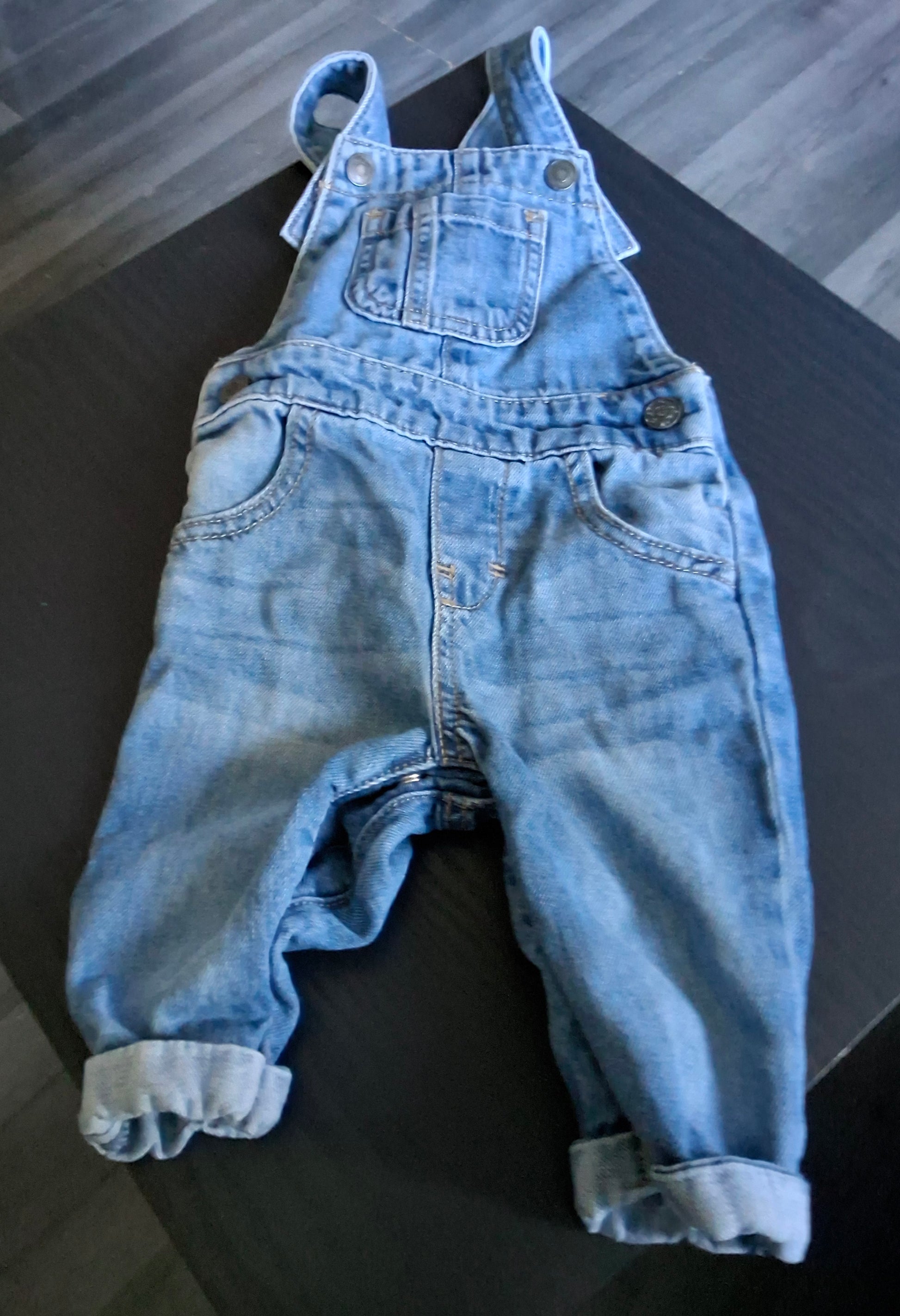 F&F Denim Blue Dungarees – Boys 3–6 Months – 100% Cotton
