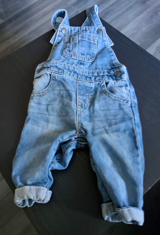 F&F Denim Blue Dungarees – Boys 3–6 Months – 100% Cotton
