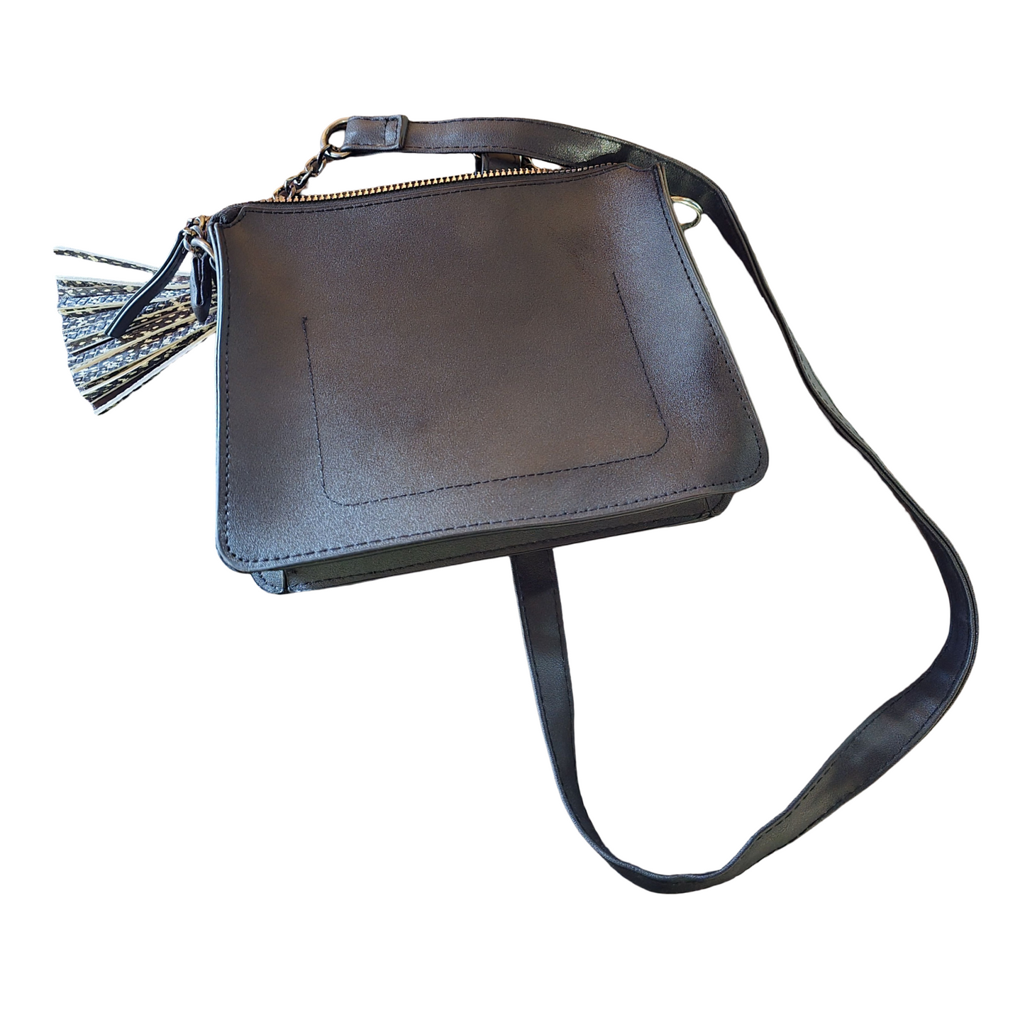 Primark Black Tassel Shoulder Bag – Adjustable Strap, Zip Close, Coin Purse, 22x18cm