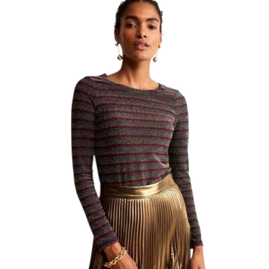 Boden Glitter Stripe Long Sleeve Top – Size 10