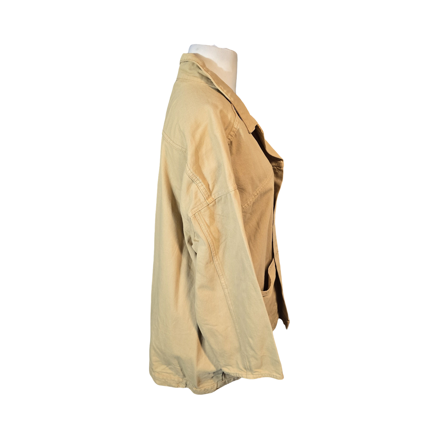 Monki Beige Oversized Cotton Jacket – Size M – Relaxed Fit