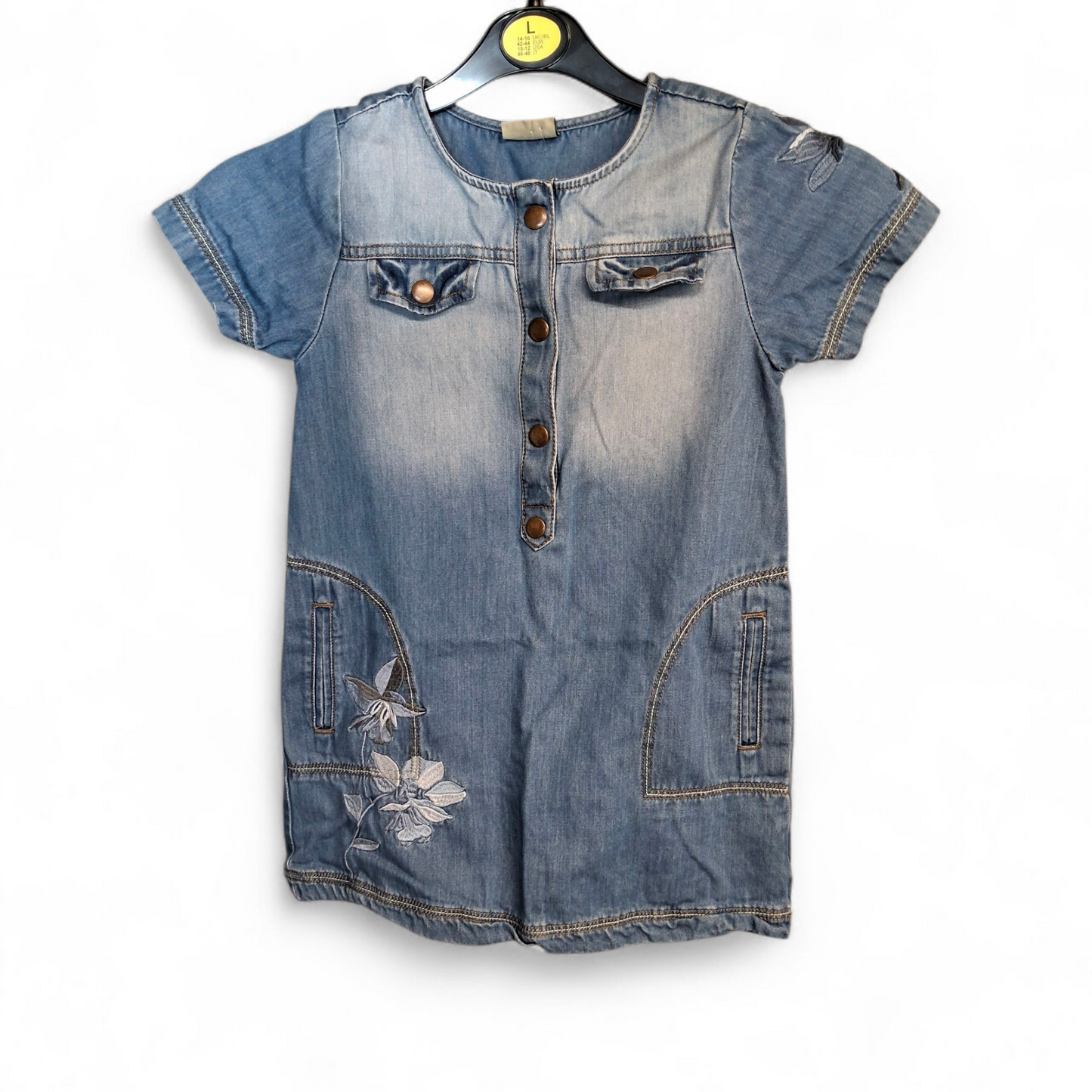 Next Denim Blue Short Sleeved Dress – Girls 6 Years – 100% Cotton