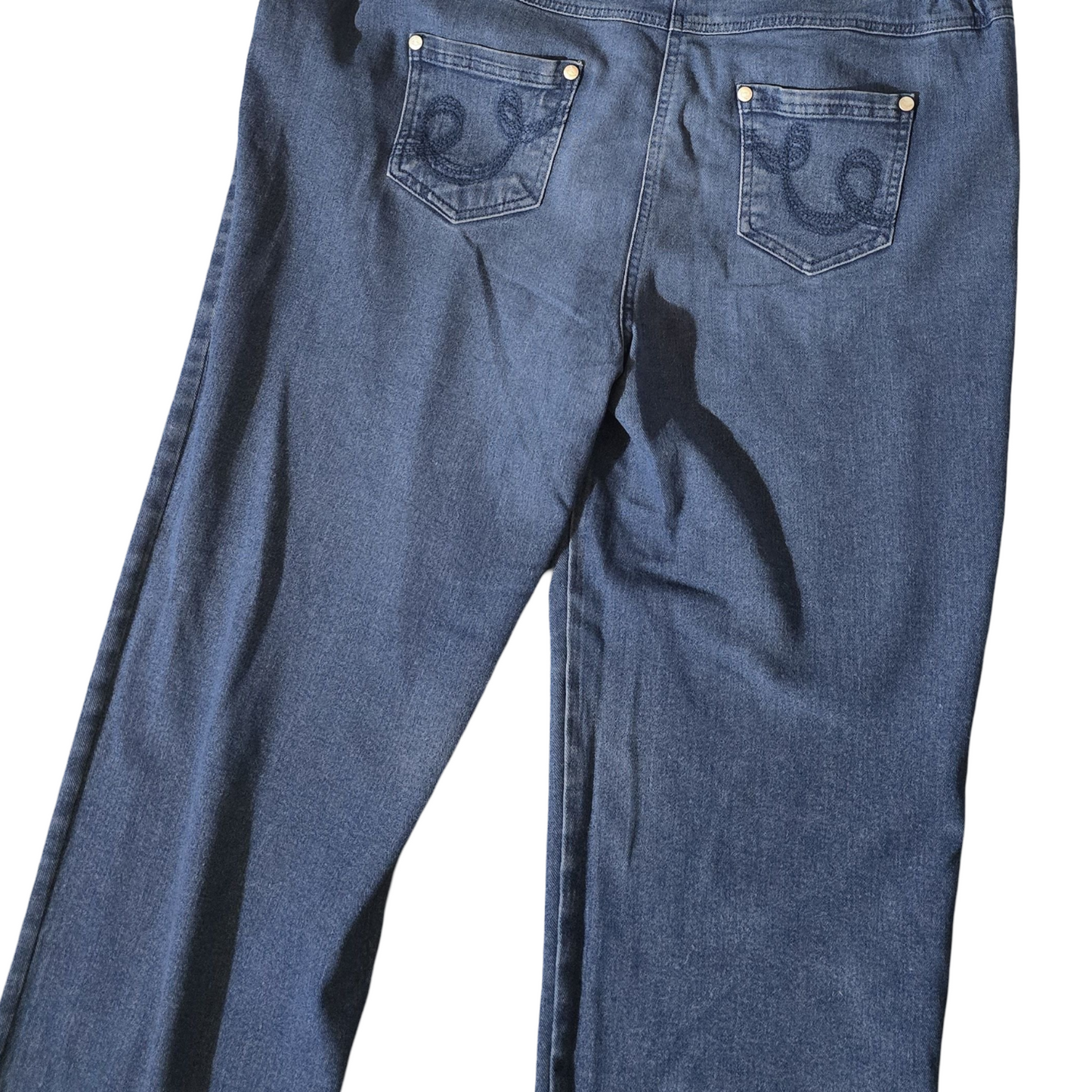 Country Rose Blue Straight Leg Jeans – High Waist – Size 16